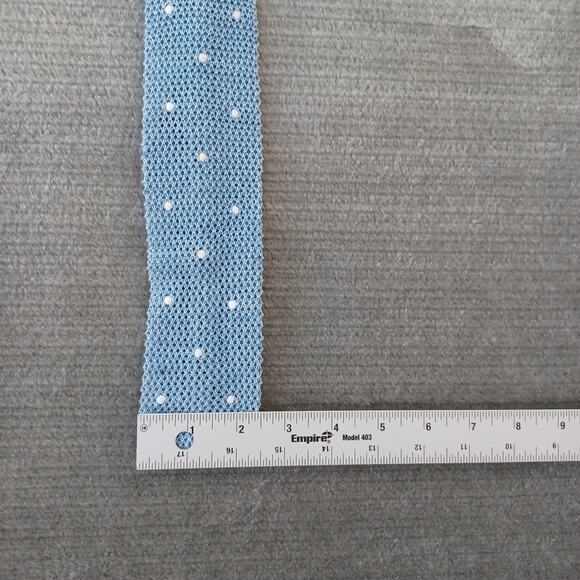 Brooks Brothers Knit Tie Blue Linen Cotton Blend Made in Italy Square Preppy - Picture 11 of 11